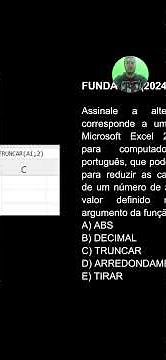 Questão da banca Fundatec sobre Excel! #informatica #questãocomentada