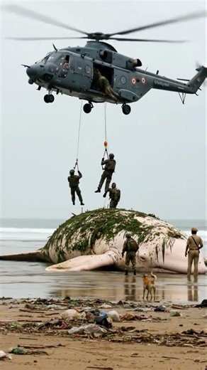 Soldiers Called To Remove Massive Beached Animal 🚨#beached #whale #shorts