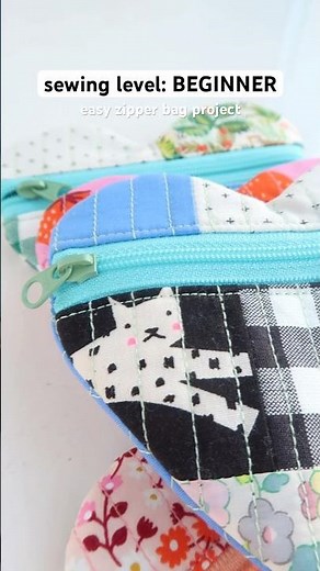Easy Zipper Pouch Project for BEGINNERS ❤️ sewing pattern and video tutorial for bag making #sewing