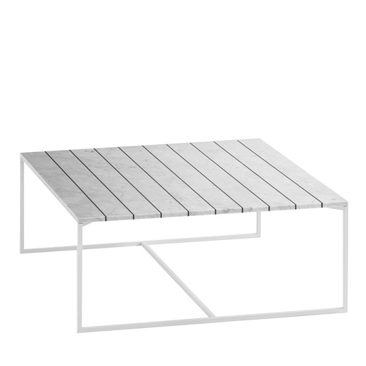 Gessato Square White Carrara Marble Coffee Table