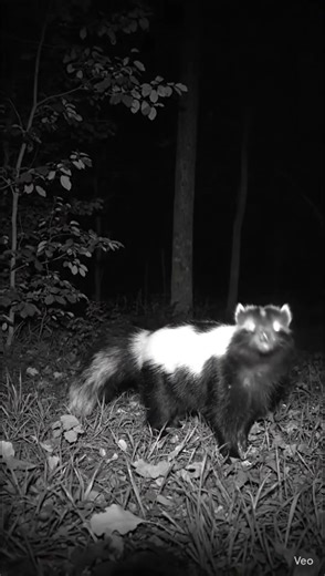 CCTV Camera Captures a Skunk Near the Forest Edge at Night February 8, 2026Time: 02:14:38 AM