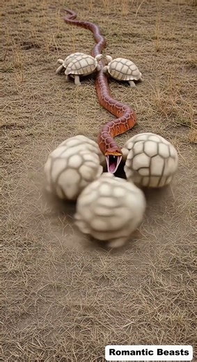 White tortoises together confusing a python by spinning fast