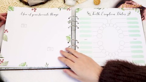 Wooden Keepsake Baby Memory Book Box Boys & Girls, First 5 Years Baby Milestone Book Gender Neutral Journal Memory Scrapbook, Baby Shower Keepsake Gift Set (Included Ink Pad/Keepsake Bags/Envelopes)