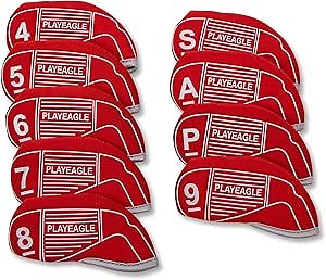 Golf Club Head Covers 9pcs/Set, Soft Neoprene Waterproof Golf Iron Head Cover for Golf Clubs, Fit All Brands Callaway Ping Taylormade Cobra Etc. Golf Accessories Club Protector