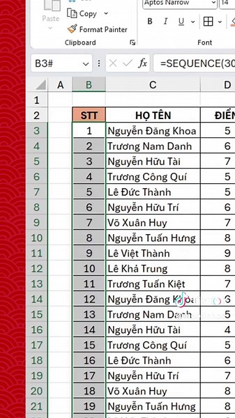 Đánh số thứ tự chuẩn trong excel #excel #exceltips #exceltricks #tinhocvanphong #meotinhoc