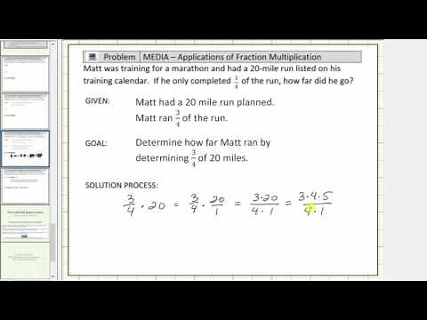 Fraction Time Whole Number Application: 3/4 of a 20 miles