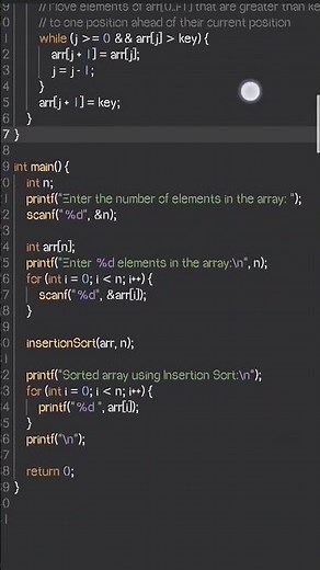 A code of Insertion sort with c programming #sorting #programming
