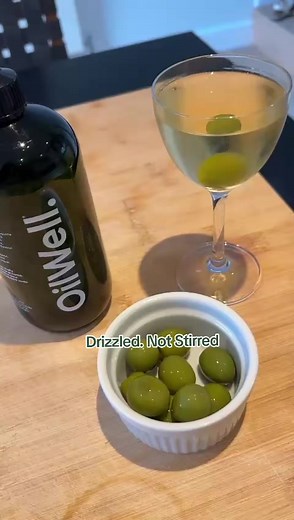 Shaken? Stirred? Try Drizzled. OilWell making Martinis smoother than 007. Licence To Pour 🍸 #ukfoodie #OilWell #martini #oliveoil #olive #bond #007