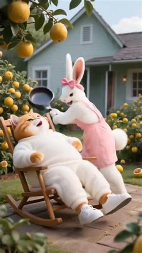 Cat vs Bunny Fight 😂🐰🐱