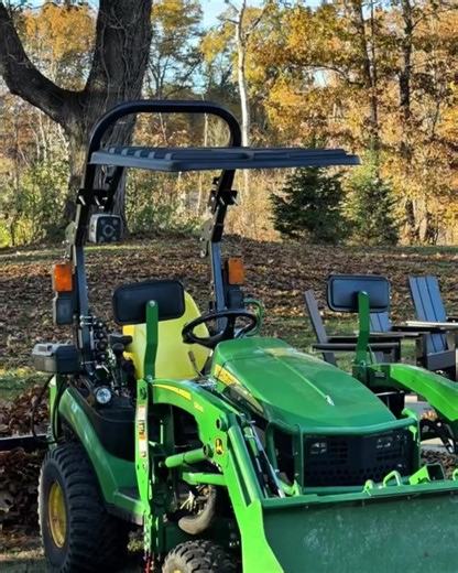 The Ultimate Protection From Leaves 🍂 #tractor #landscaping #homestead #johndeere #kubota Rhinohide canopies are virtually indestructible, easily removable, and 100% Made In America! ONLY available at http://www.tractorcanopy.com | Good Works Tractors