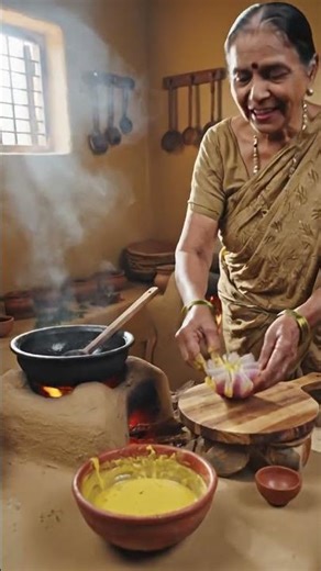 Crispy Onion Flower Pakora | Traditional Village Snack Cooking ASMR 🔥 #onionpakora #grannycooking