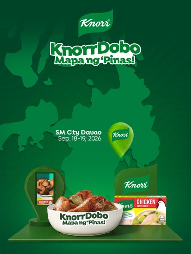 Our last stop, Davao! Join us next weekend, September 18-19 at SM City Davao! This is your last chance to see the giant KnorrDobo Mapa ng Pinas and get free Knorr merchandise. See you there! Explore the KnorrDobo map today! https://www.knorr.com/ph/knorrdobomap.html #KnorrDobo #KnorrLutoMoYan