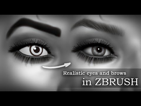 Realistic eyes and brows in ZBRUSH | Polypaint/default tools | With ENG notes
