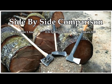 Chopper 1 Splitting Axe vs 8 lb. Splitting Maul and Fiskars X25 Splitting Axe