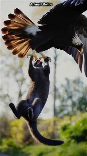 Eagle vs Cat: Survival Battle 🦅⚡🐱 #wildlife #animals #pets