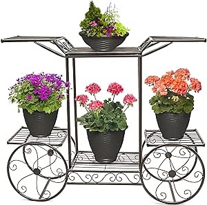 Sorbus® Garden Cart Stand & Flower Pot Plant Holder Display Rack, 6 Tiers, Parisian Style - Perfect for Home, Garden, Patio (Bronze)