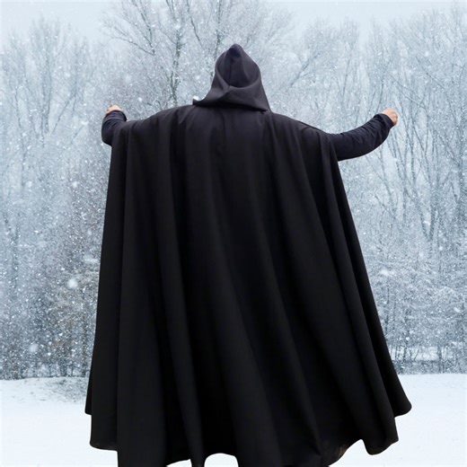 Black FULL Circle Cloak, Hooded Warrior Cloak, Large Pockets, Medieval Cosplay , Custom Length - Etsy