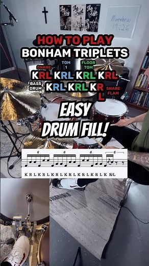 How to Play Bonham Triplets! (Drum Lesson) 🥁 #drums