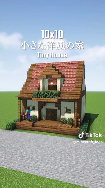 10x10 Tiny House with Brick Roof in Minecraft