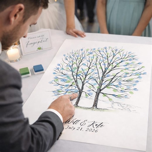 Pine Tree Thumbprint Wedding Guest Book Alternative, Rustic Fingerprint Guest Book Tree, Woodland Wedding Sign in Poster - Etsy