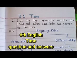 std. 6 english| 3.1 poem time | activity|6th english 3.1 time question answer