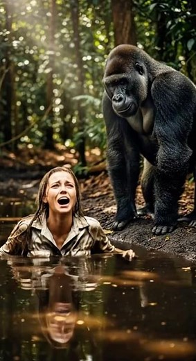 Gorilla Saves Woman from Deadly Quicksand #wildlife #gorilla #animals #rescue