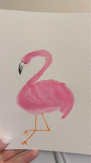 Watercolour Challenge | Day 1/100 #art #watercolor #flamingo #easy #painting #shorts