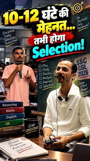 10-12 घंटे की मेहनत… तभी होगा Selection! #sure60gurukul #education #motivation #ssccgl #cglstrategy