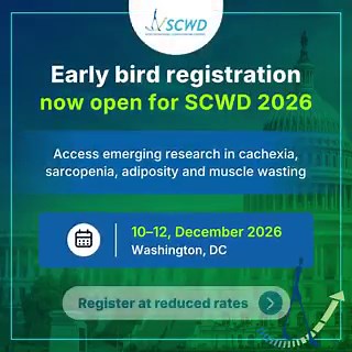 Early bird registration for SCWD 2026 is now open.Advances in the understanding of cachexia, sarcopenia, adiposity, and muscle wasting continue to reshape how metabolic and chronic disease states are approached in both research and clinical practice. SCWD 2026 brings these evolving perspectives into a single scientific forum, fostering dialogue between translational research and clinical application.Early registration allows participation at the lowest available rate. Prices will increase after 