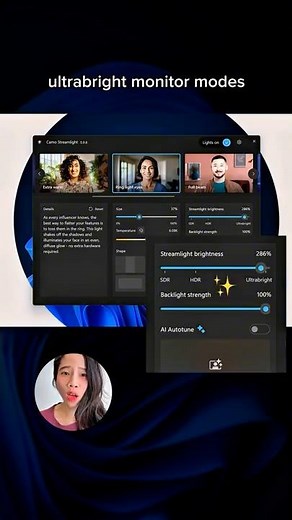 Camo Streamlight turns your monitor into a virtual ring light ✨ #videocreator #lighting #software