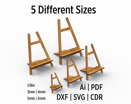Easel Display Stands 5 Different Sizes, Laser Cut Svg and Vector Files for Wood and Acrylic Laser Cutting, Picture and Painting Stand - Etsy