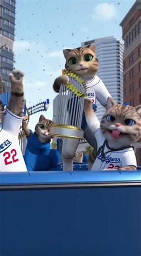 Back-to-Back Glory: Dodgers Cats Celebrate Their Reign 👑⚾