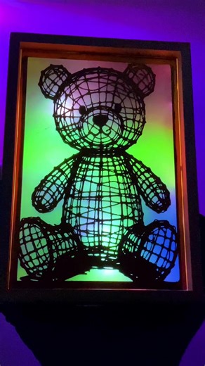 Satisfying Glow: 3D Wireframe Teddy Shadow Box Reveal