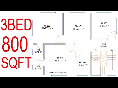 HOUSE PLAN DESIGN | EP 58 | 800 SQUARE FEET 3 BEDROOMS HOUSE PLAN | LAYOUT PLAN