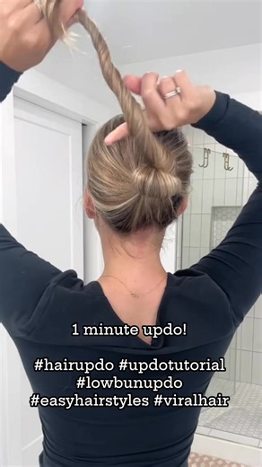 1 minute updo! #hairupdo #updotutorial #lowbunupdo #easyhairstyles #viralhair @laineyostrom | WIMBERLY’S BEAUTY BAR