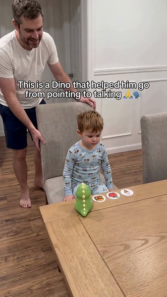 He learned so quick because of this Dino! 🫶❤️#latetalker #toddlerspeech #speechdelay #nonverbal