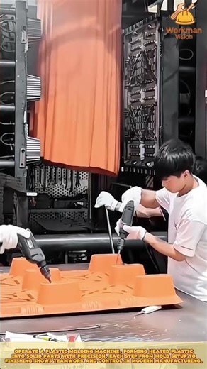 Skilled Worker Operating Plastic Molding Machine #workprocess #molding
