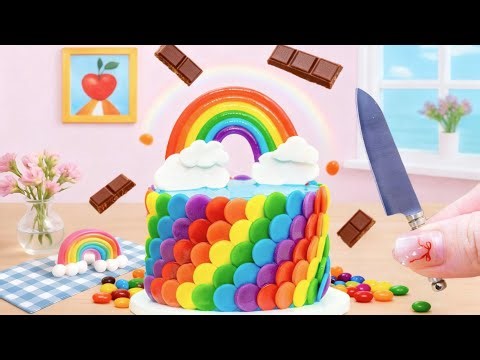 Miniature Rainbow Cake Recipe 🌈 ASMR Miniaturte Buttercream Rainbow Cake | Making Miniature Cakes