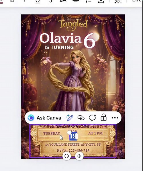 Tangled Rapunzel Birthday Invitation: Princess Party - Editable Canva - Digital Download - Etsy