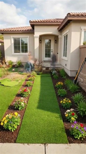 Luxury Bungalow Entrance Transformation | Amazing Lawn & Stone Pathway Design