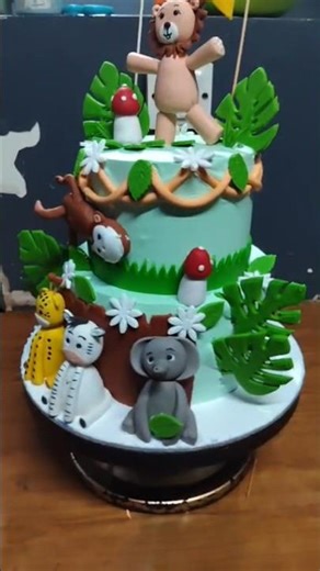 jungal theme cake design idea#cake #shorts #animalthemecake #birthdaycake #trending