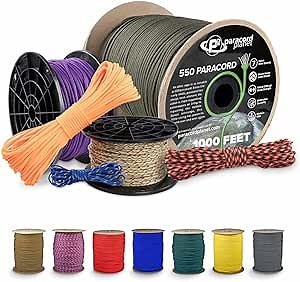 Paracord Planet 550 Paracord – 200+ Colors – Hanks from 10-100 Feet and Spools of 1000 Feet – Great Multi-Use Cord!