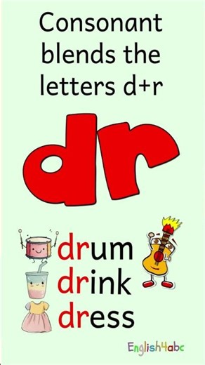 Consonant Blend DR | drum, drink, dress | Phonics for Kids!