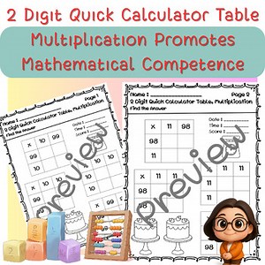 2 Digit Quick Calculator Table Multiplication Promotes Mathematical Competence