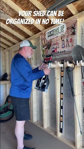 Your shed can be organized in no time! Hangthisup.com #diy #sheds #derksen #graceland