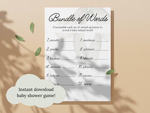 Baby Shower Word Scramble Game: Printable Activity, Game, Digital Download, Instant - Etsy UK