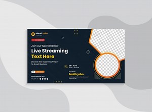 Download Video thumbnail for digital marketing and live web banner template. Promotion banner design for business workshop. Video cover for the marketing agency. Marketing social media post service pro vector for free