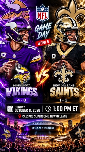 Vikings vs Saints TODAY! 🔥🏈 | NFL Week 5 2026 | Minnesota vs New Orleans