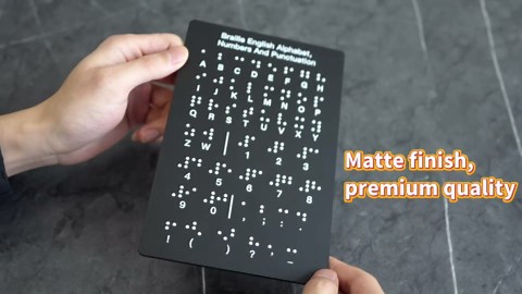 Matte Black Acrylic Braille Alphabet & Number Board - Braille Learning Tool for Beginners (7.25 x 4.7 Inches)