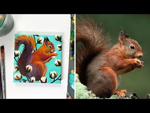 Painting a Squirrel Step-by-Step in Acrylics #fall #arttherapy #paintingtutorialforbeginners